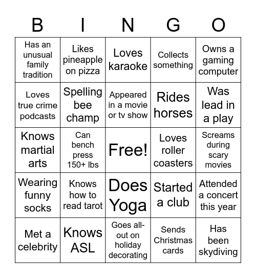 CBYF OPEN HOUSE Bingo Card