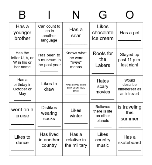 Icebreaker Bingo - Find Someone Who ... Bingo Card