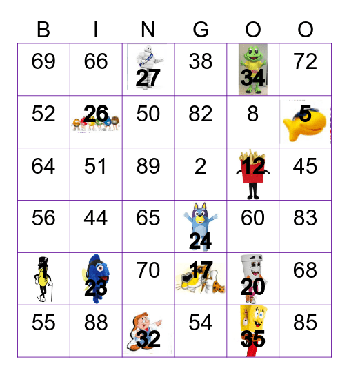 Mascot Bingo Card