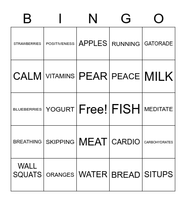 HEALTHY BINGO Card