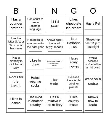 Icebreaker Bingo - Find Someone Who ... Bingo Card