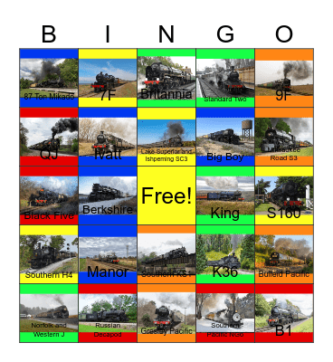 Steamin' In 2019 Bingo Card