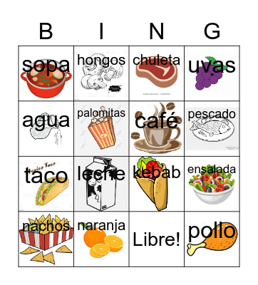 COMIDAS Bingo Card