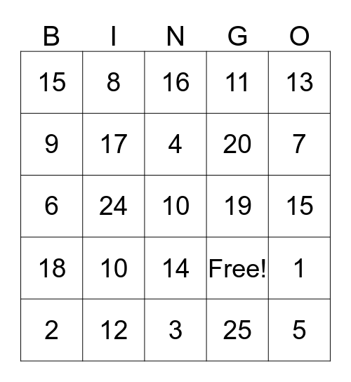 alphabet  Bingo Card