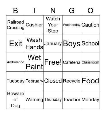 Sam's Sight Words Bingo Card