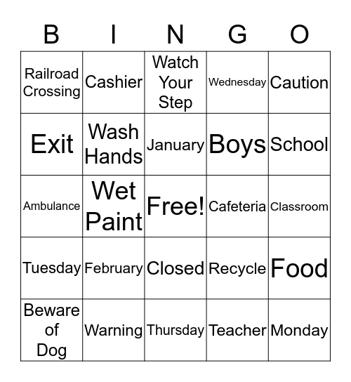 Sam's Sight Words Bingo Card