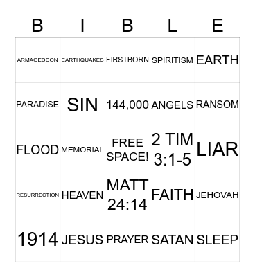 Bible Bingo Card