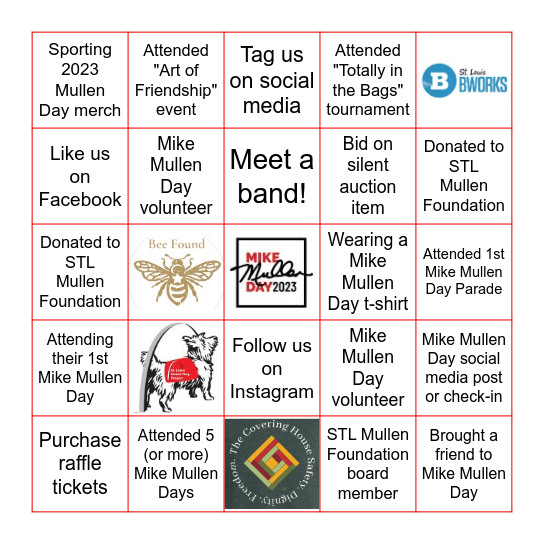 STL Mullen Foundation Bingo Passport 2023 Bingo Card