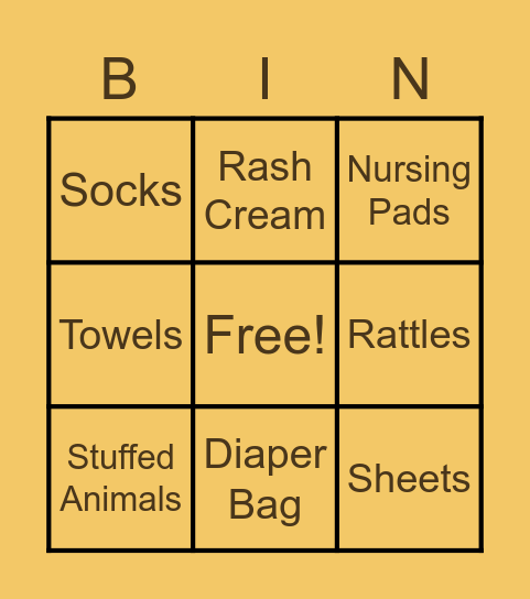 Baby Byers Bingo Card