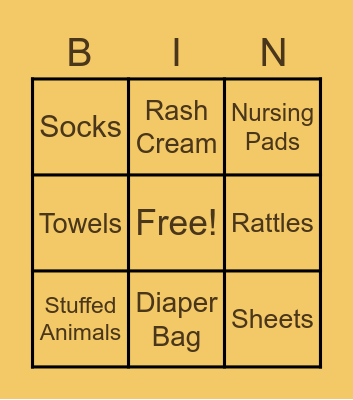 Baby Byers Bingo Card