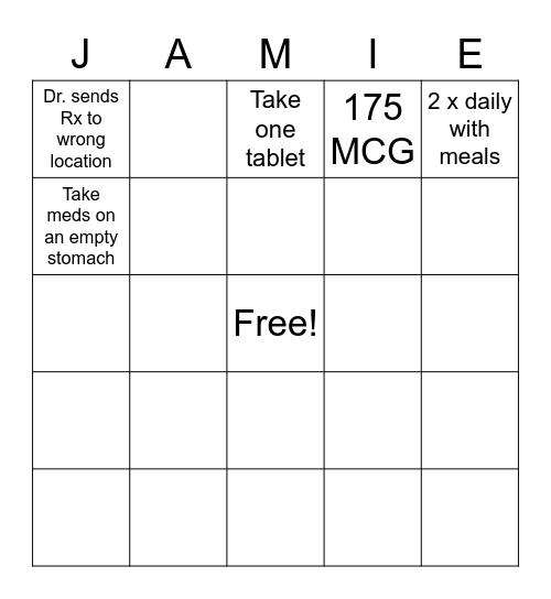 PHARMACY BINGO Card