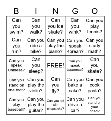 Can You... Bingo Card