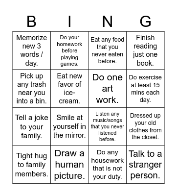 Bingo of New Lifestyle Bingo Card