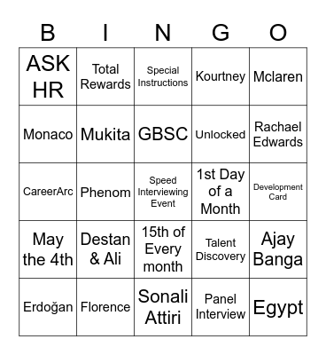 EEMEA TA Meeting Bingo Card