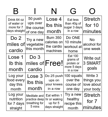 GIS4W Winter Wellness Bingo Card