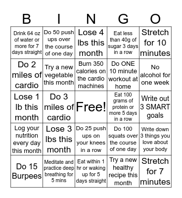 GIS4W Winter Wellness Bingo Card