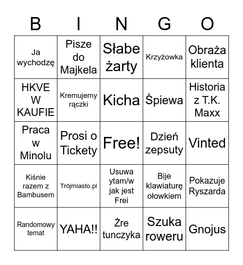 Natalia Bingo Card