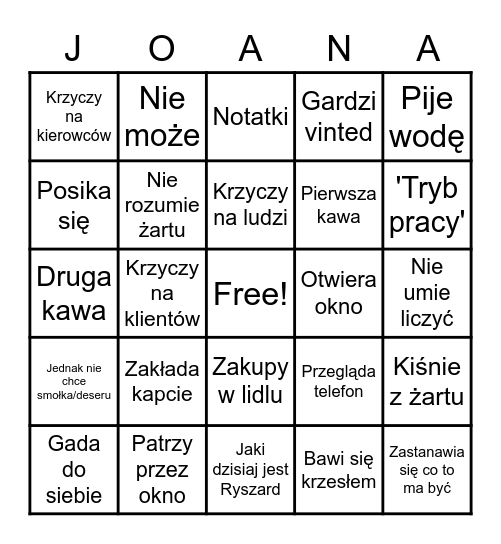 Łasia Bingo Card