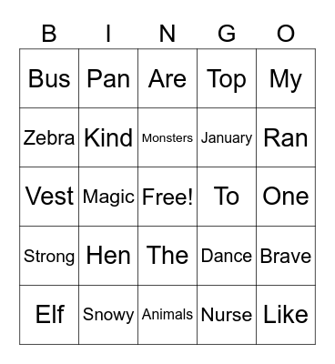 C5 plus Lesson 9 Book E Bingo Card