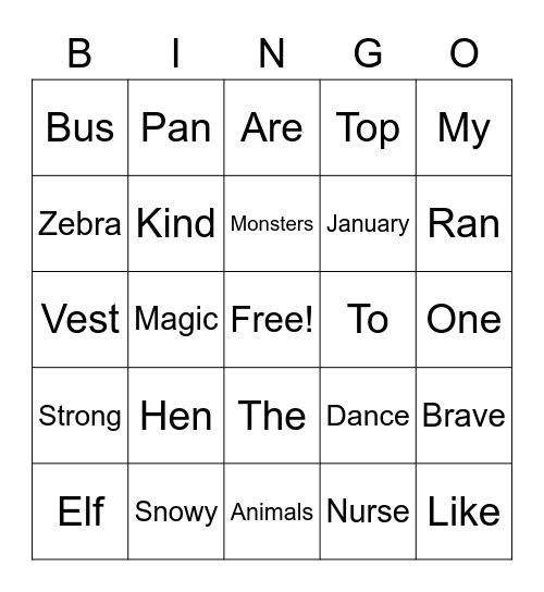 C5 plus Lesson 9 Book E Bingo Card