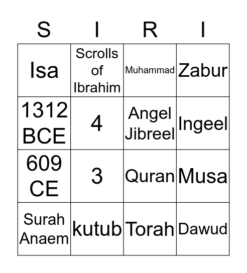 Revealed Books Bingo Card