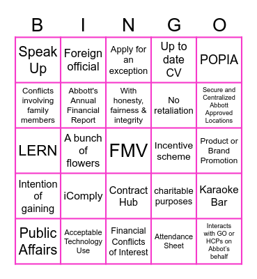 Compliance Quest - BINGO Edition Bingo Card