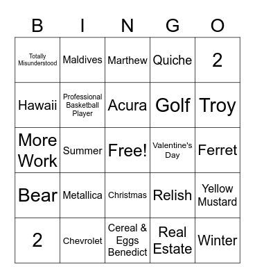 Matt L. Bingo Card