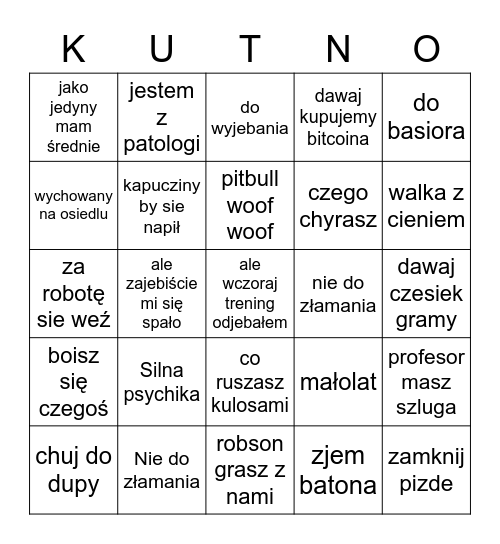 Co powie szczurek dziś ciekawego? Bingo Card