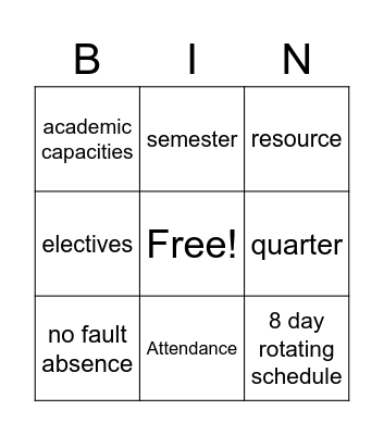 GHS Bingo Card