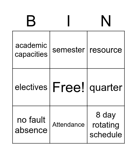 GHS Bingo Card