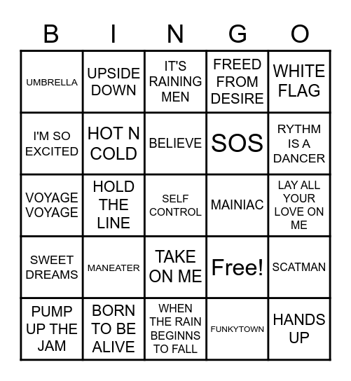 DISCO Bingo Card