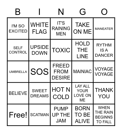 DISCO Bingo Card