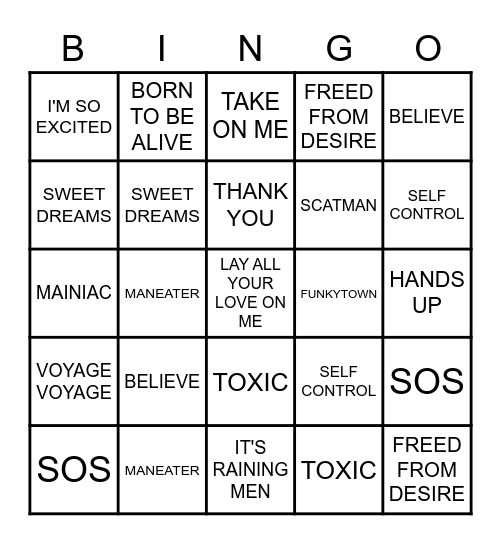 DISCO Bingo Card