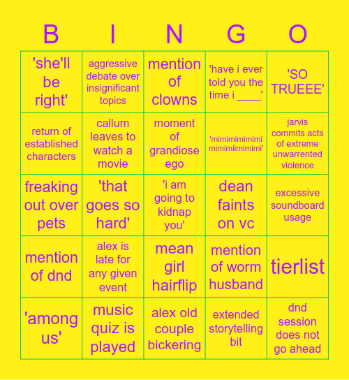 the council bingo Card