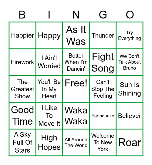 Spotify Bingo! Bingo Card