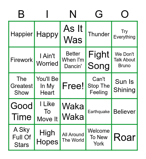 Spotify Bingo! Bingo Card