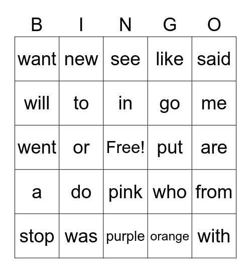Kindergarten Red Word Bingo 22-23 Bingo Card