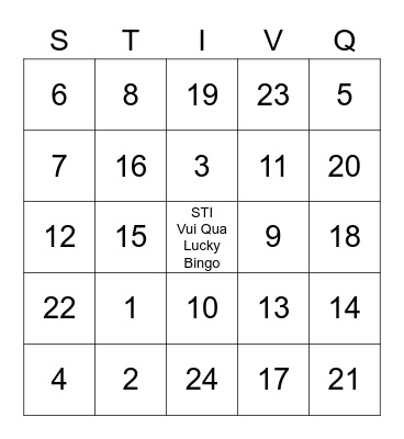 STI VUI QUA Bingo Card