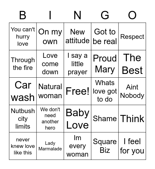 Great Vocals Bingo Card