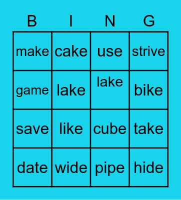 CVCe Bingo Card