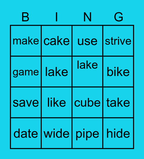 CVCe Bingo Card