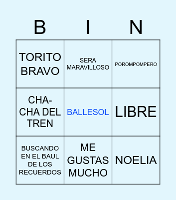 BINGO MUSICAL Bingo Card