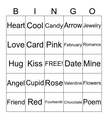 Will you Bingo Valentine? Bingo Card