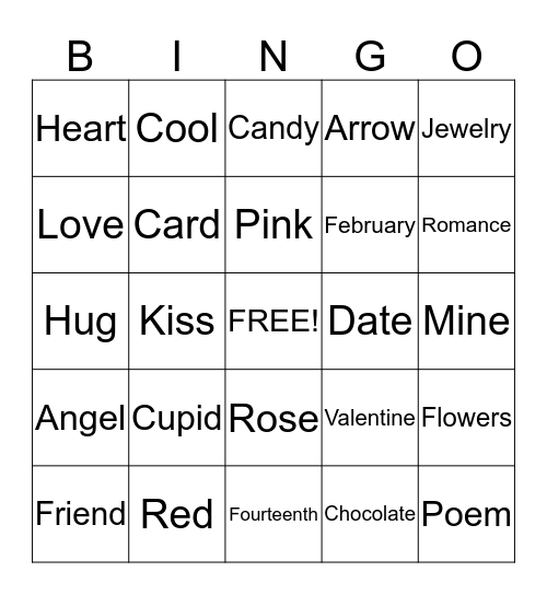 Will you Bingo Valentine? Bingo Card