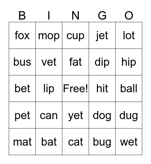 Family Literacy Night Bingo Card