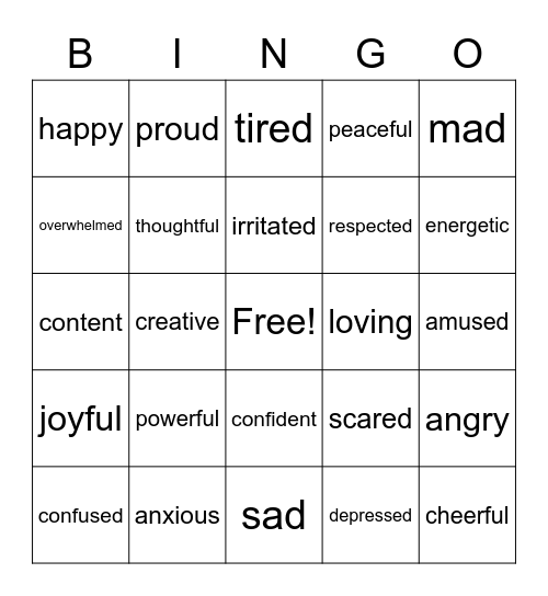 Emo Bingo Card