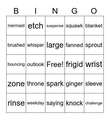 End of Year Word Review Bingo Card