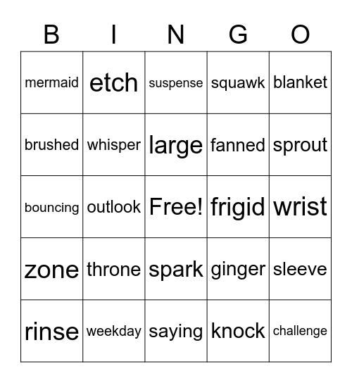 End of Year Word Review Bingo Card