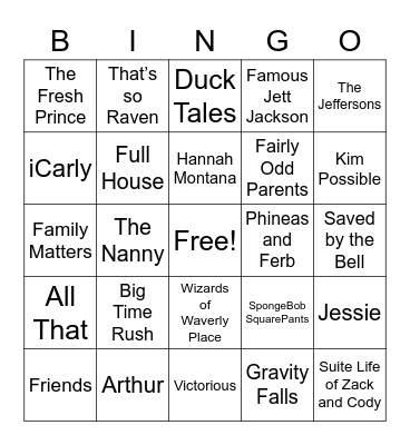 TV Theme Show Songs Bingo Card