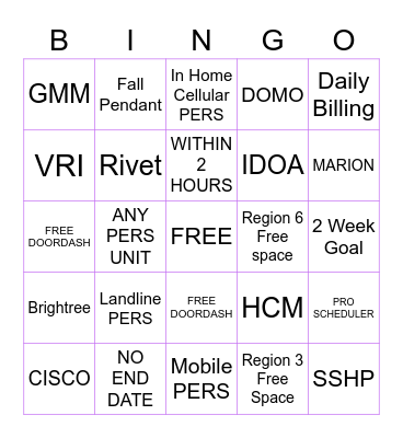 REGION 3 & 6 Bingo Card